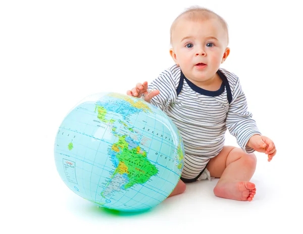 Baby and globe — Stock Photo, Image