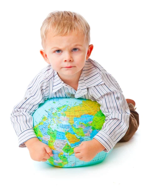 Kind und Globus — Stockfoto