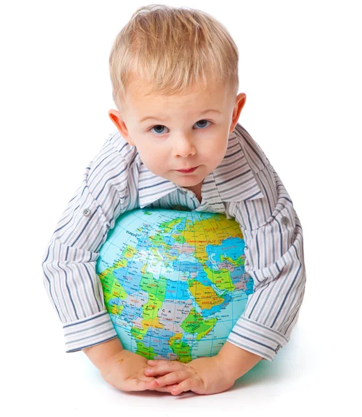 Criança e globo — Fotografia de Stock