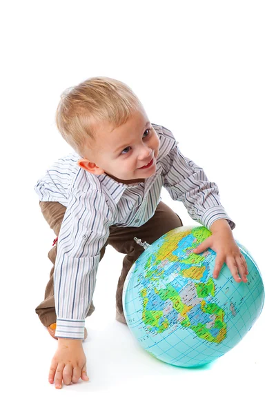 Dítě a Globus — Stock fotografie