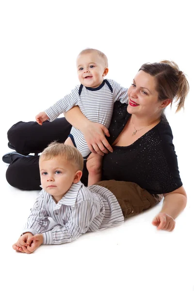 Moeder en twee jongens — Stockfoto