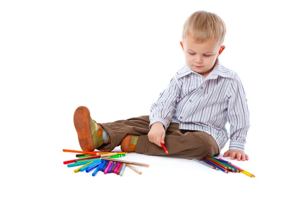 Dziecko z ołówki — Zdjęcie stockowe