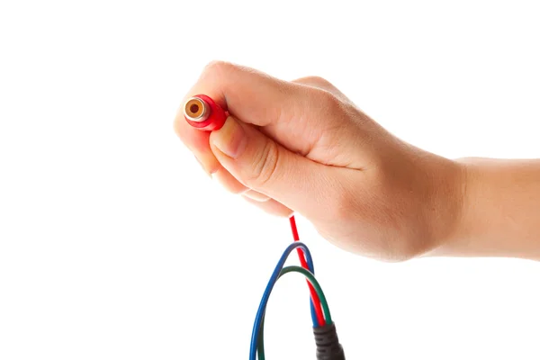 Ręka z kablami — Zdjęcie stockowe