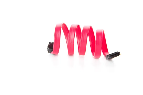 Red SATA cable twisted in spring — Stock Photo, Image