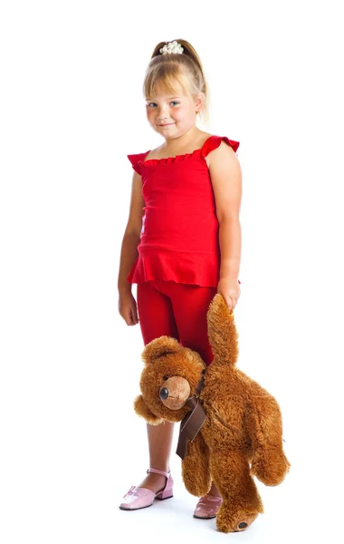 Girl with teddy-bear — Stock Photo, Image