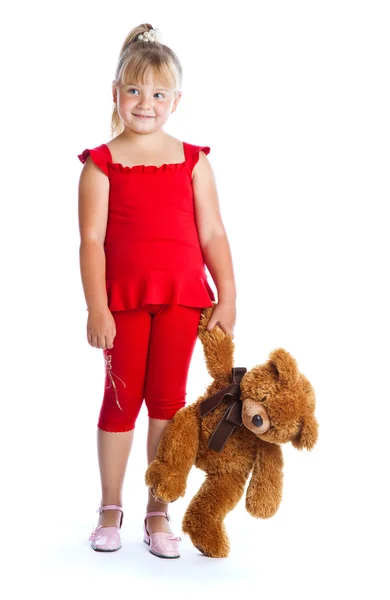 带着玩具熊的女孩 — 图库照片