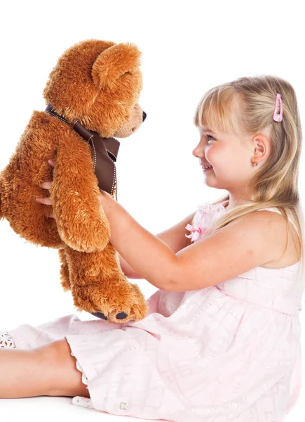 Flicka med nallebjörn — Stockfoto