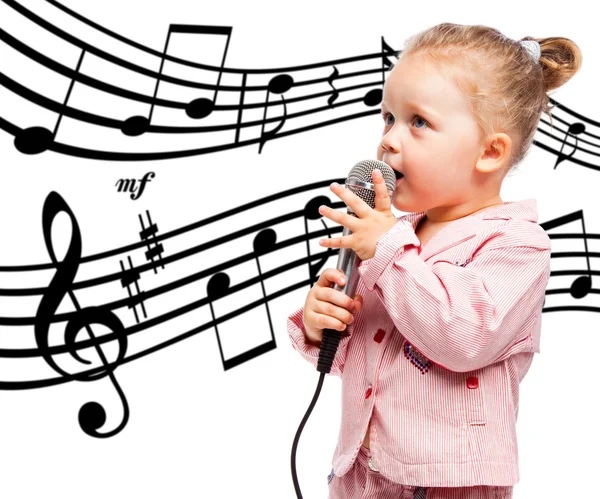 Little girl with microphone — Stock Photo, Image
