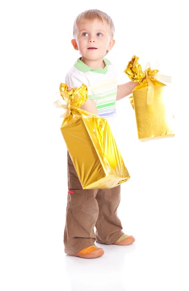 Çocuk hediyeler ile — Stok fotoğraf