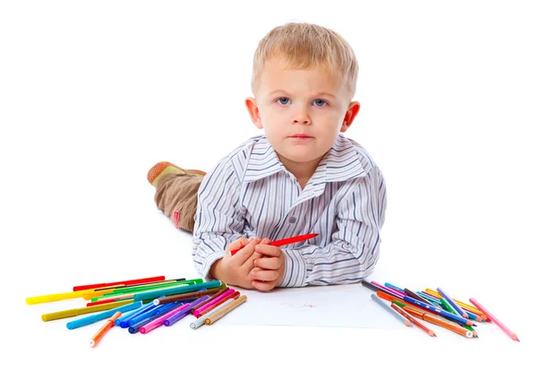 Child with pencils Royalty Free Stock Photos
