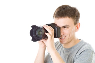 Kameralı genç fotoğrafçı