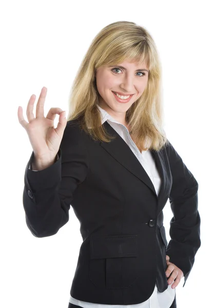 Young smiling woman in a business suit — Stock Photo, Image