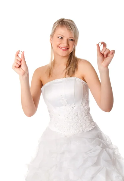 Giovane sposa con fede nuziale — Foto Stock