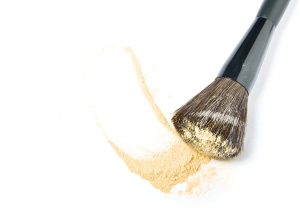 Cepillo de maquillaje y polvo — Foto de Stock