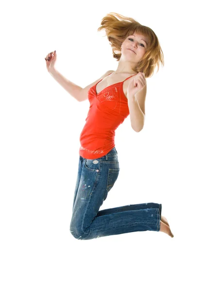Jumping woman — Stock Photo, Image