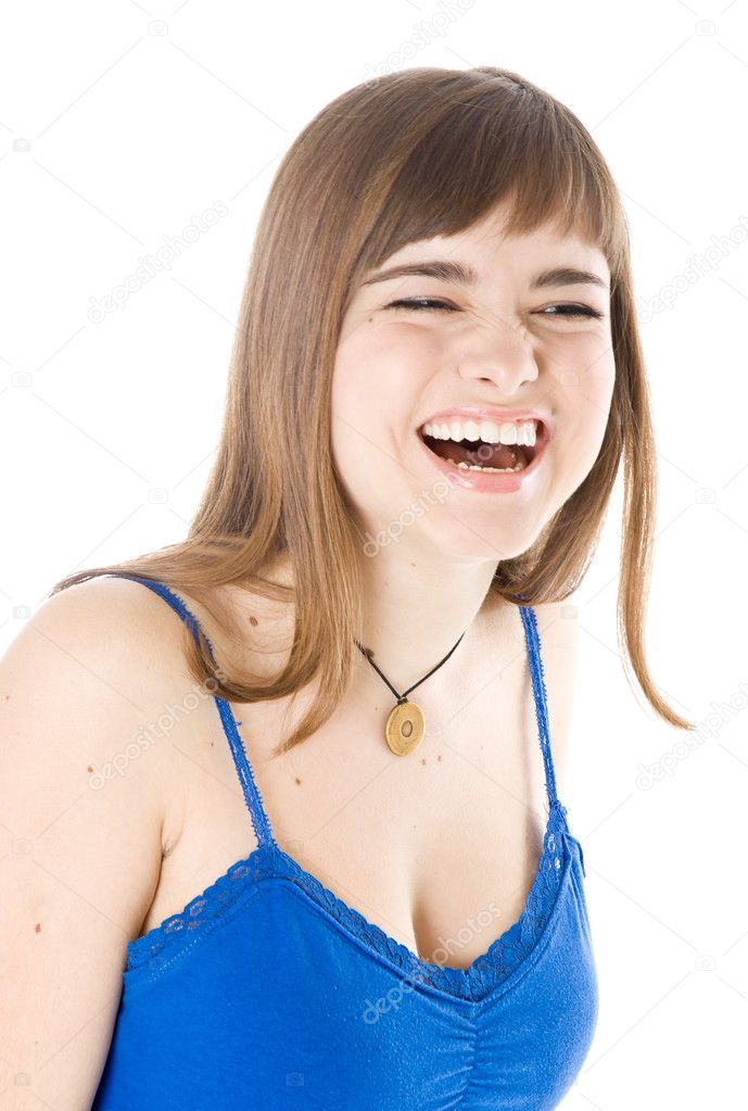 Young girl laughs