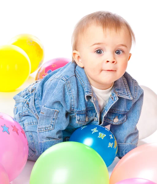 Baby in Luftballons — Stockfoto