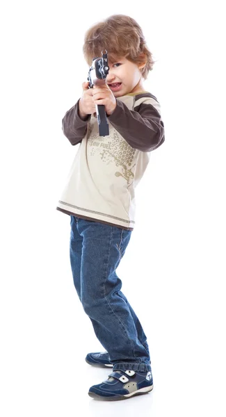 Podobizna chlapce s automatickou zbraní (Kalašnikov) — Stock fotografie
