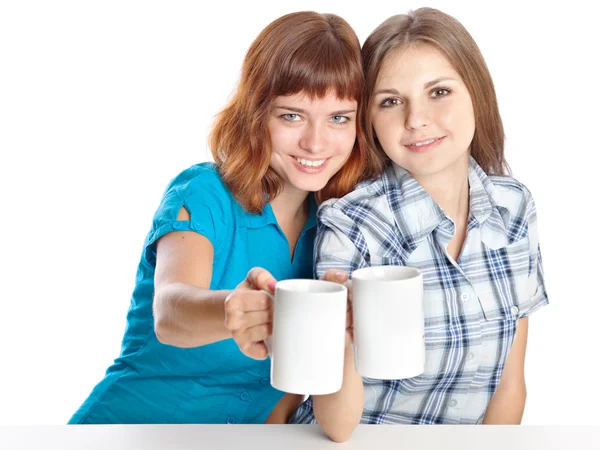 两个清纯少女喝茶 — 图库照片