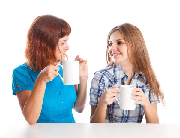 Two teen-girls are drinking tea — Stock Photo, Image