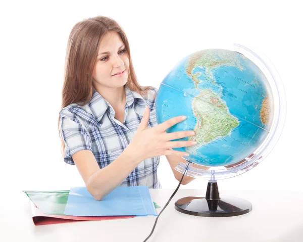 Girl with the globe — Stock Photo, Image