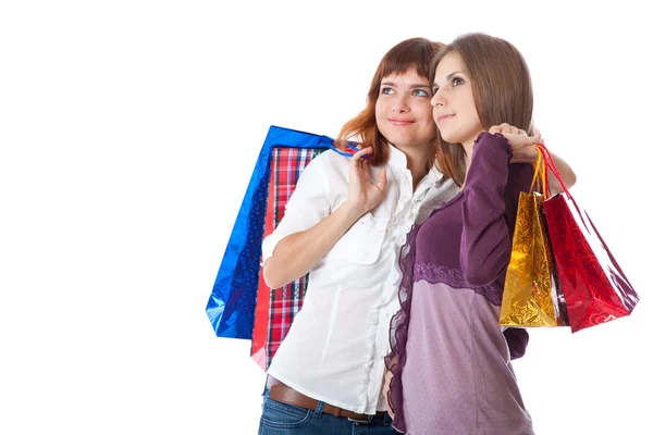 Två tonårstjejer med väskor — Stockfoto