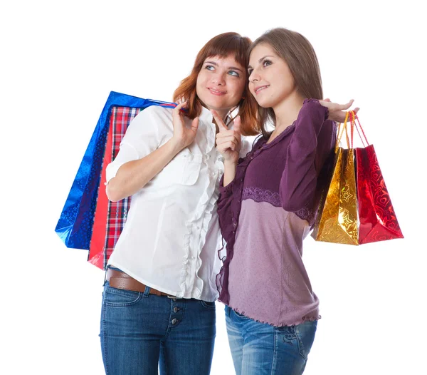Dos chicas adolescentes con bolsas — Foto de Stock