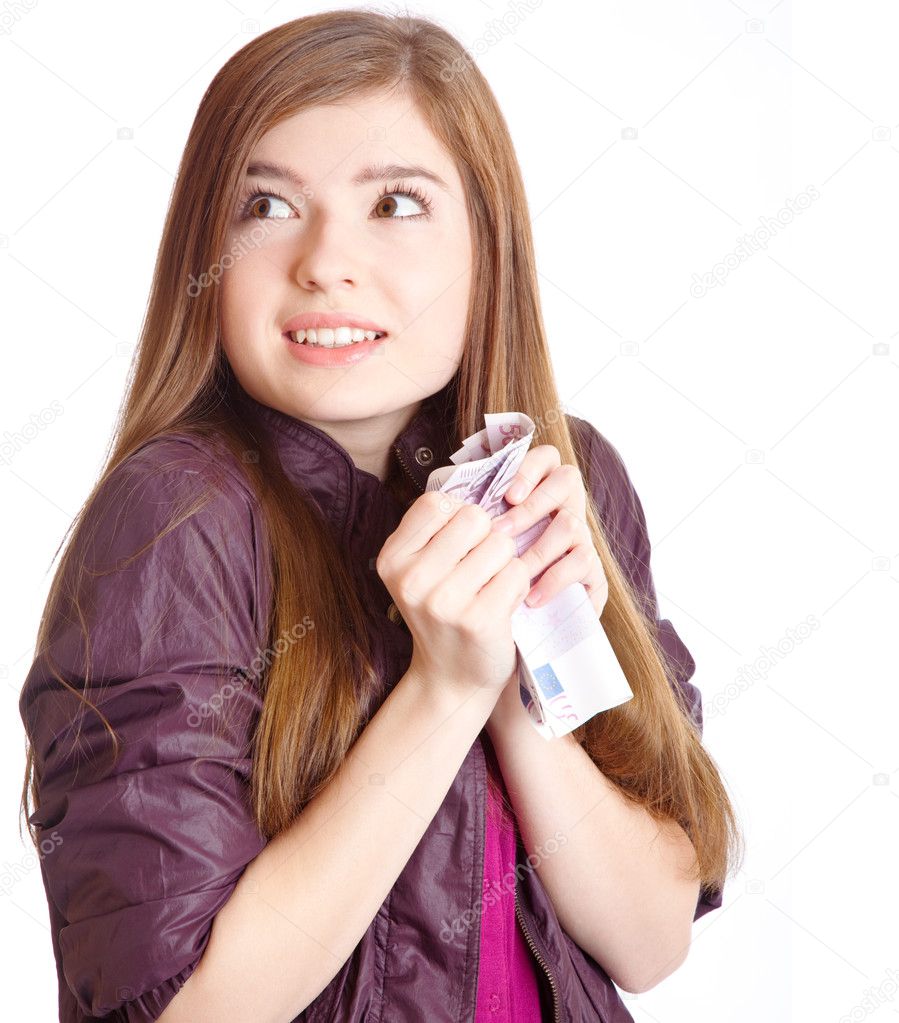 Girl with money in hands
