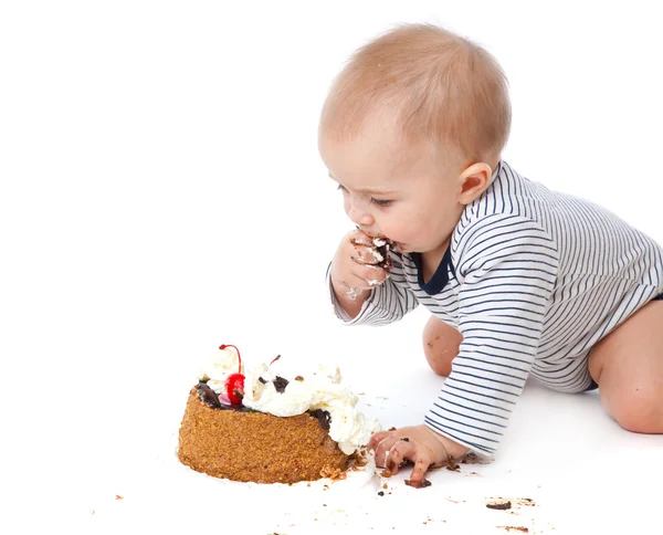 Μωρό και κέικ — Φωτογραφία Αρχείου