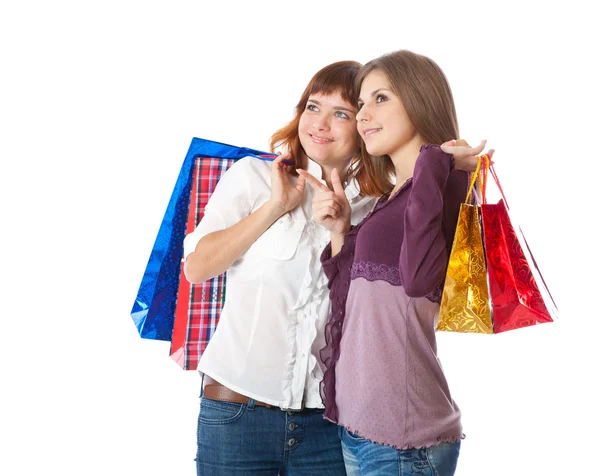 Dos chicas adolescentes con bolsas — Foto de Stock