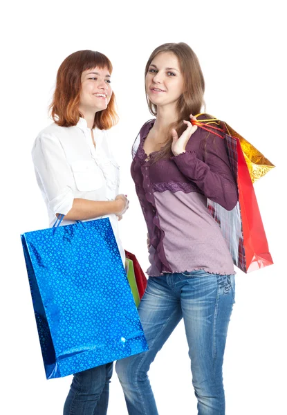 Duas meninas adolescentes com sacos — Fotografia de Stock
