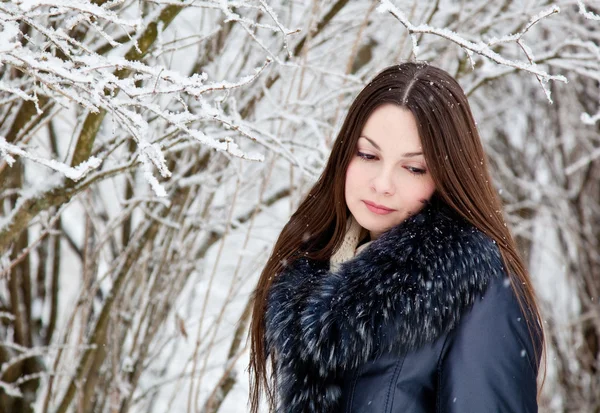 Een vrouw is in de winter park — Stockfoto