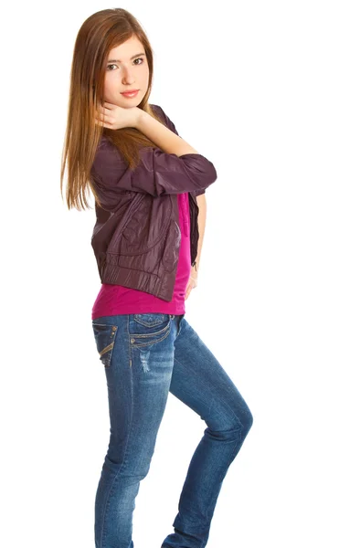 Nastoletnia dziewczynka skacze — Zdjęcie stockowe