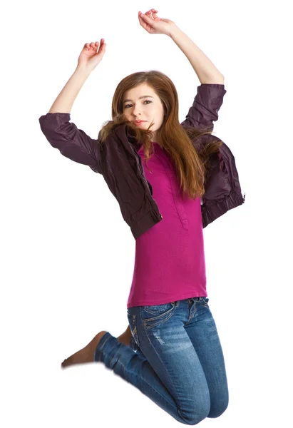 Teenage girl is jumping — Stock Photo, Image
