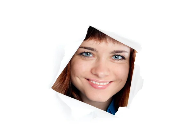Krásná Usměvavá Rusovlasá Dívka Notebookem Poslech Hudby Izolované Bílém Pozadí — Stock fotografie