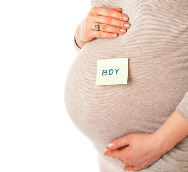 怀孕女人的腹部 在白色背景上孤立 — 图库照片