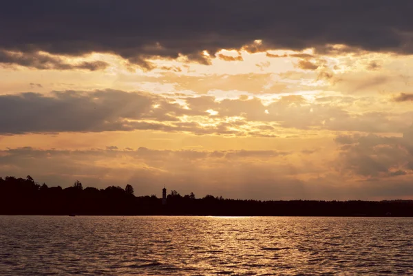 Sunset under the lake — Stock Photo, Image