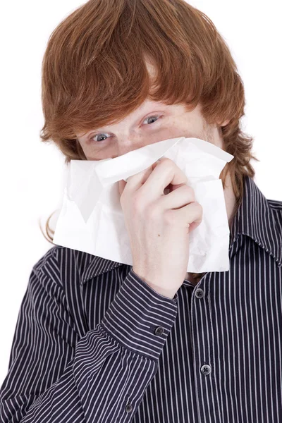 Hombre estornudando — Foto de Stock