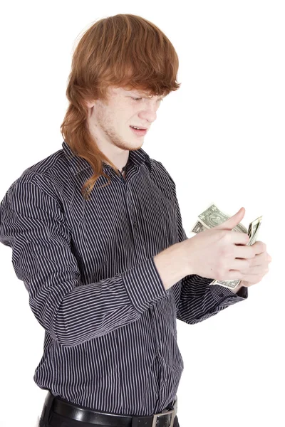 Człowiek liczący pieniądze — Zdjęcie stockowe