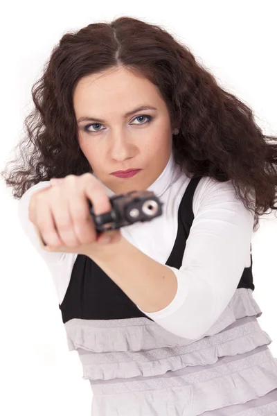 銃を目指しての女性 — ストック写真