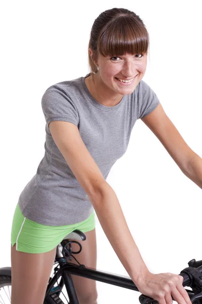 Active girl on bike — Stock Photo, Image