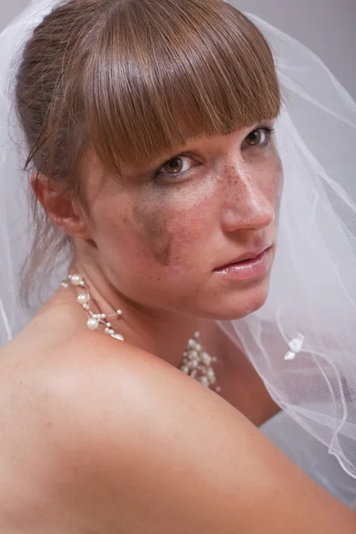 Porträt der traurigen Braut — Stockfoto