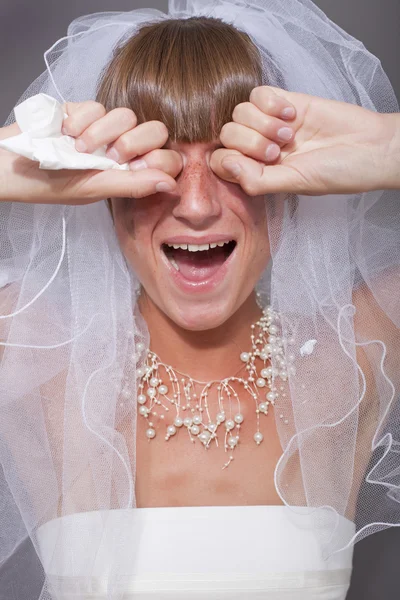 Crying bride — Stock Photo, Image