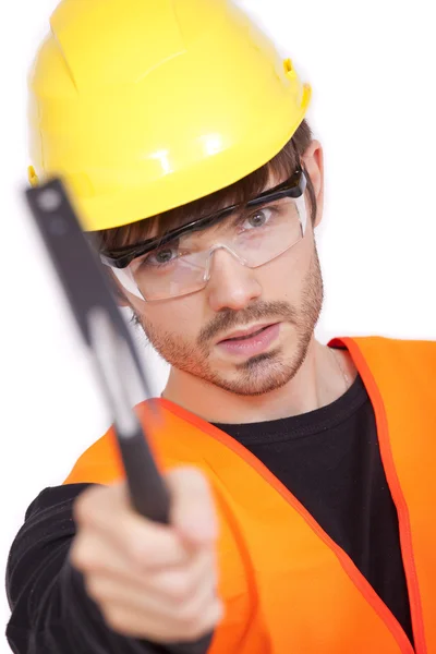 Trabalhador manual com martelo — Fotografia de Stock