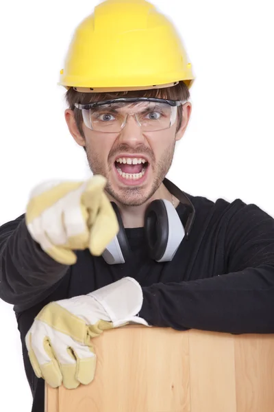 Angry construction worker — Stock Photo, Image