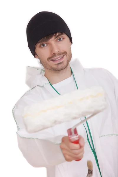 stock image Male painter with roller