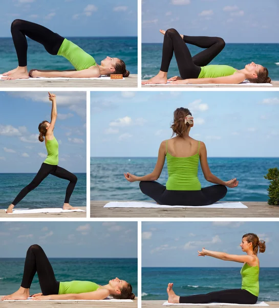 Yoga Outdoor Collage — Stockfoto