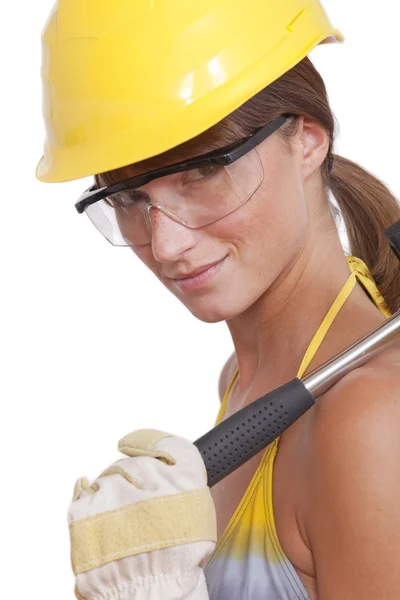 Trabajadora con martillo — Foto de Stock