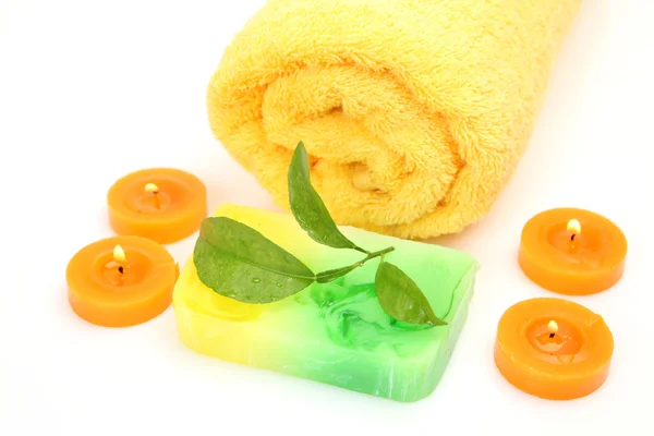 Asciugamano e sapone — Foto Stock