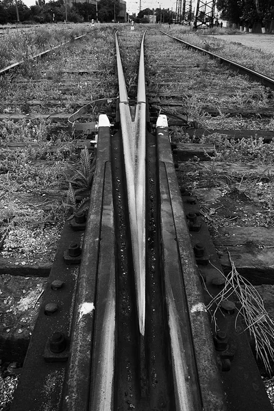 stock image Grungy rails in monochrome